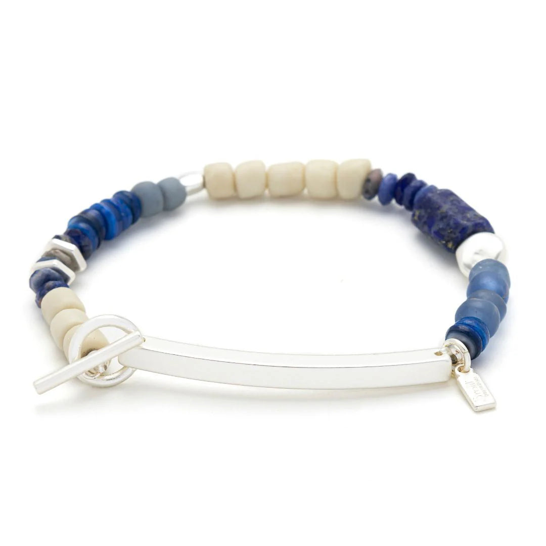 Hidden Message Bracelet - Lapis/Silver Stone Of Truth "Brave Af"