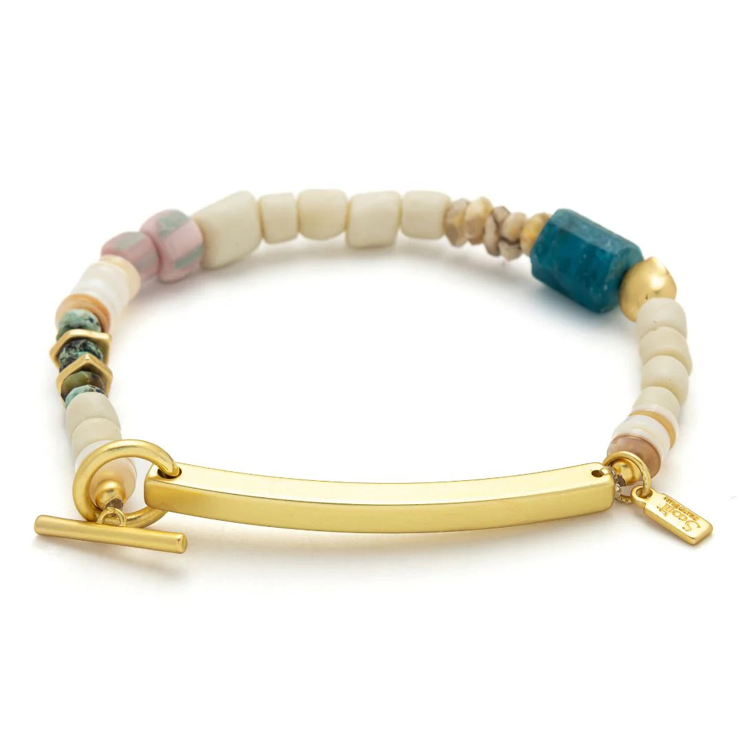 Hidden Message Bracelet - Blue Apatite/Gold Stone Of Inspiration "Doing Fucking Great"