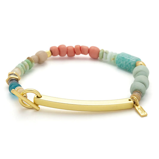 Hidden Message Bracelet - Amazonite/Gold Stone Of Courage "Crushing It"