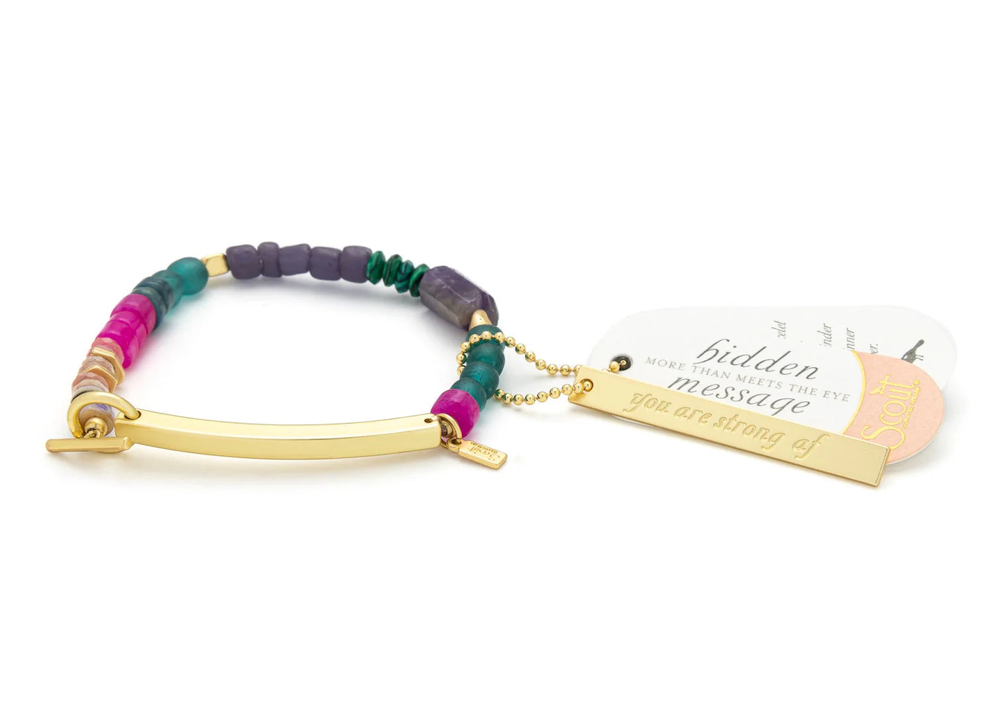 Hidden Message Bracelet - Amethyst/Gold Stone Of Protection "Strong Af"
