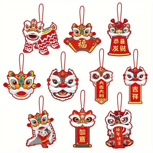 Chinese new year dragon hanging tag decor red