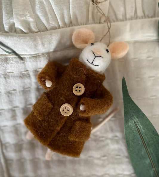 Felt Mouse Ornament:  Bundled Bruce Mouse Holiday Ornament