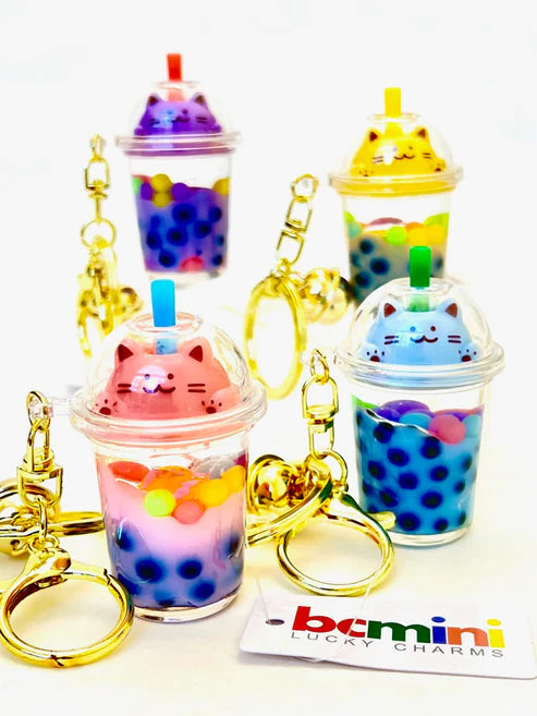 Pastel kitty floaty key charm