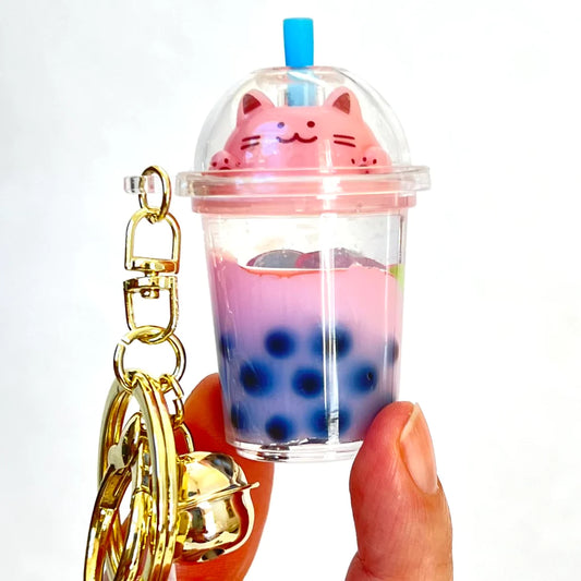 Pastel kitty floaty key charm