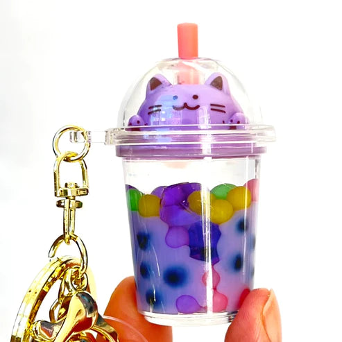 Pastel kitty floaty key charm
