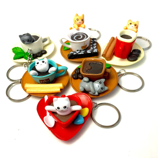 Cafe Cat Charm Keyring