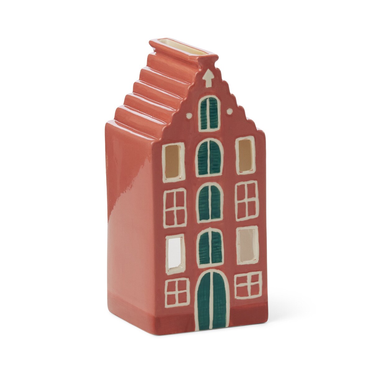 Ceramic Incense & Tea Light Holder Amsterdam House, Red - Palo Santo