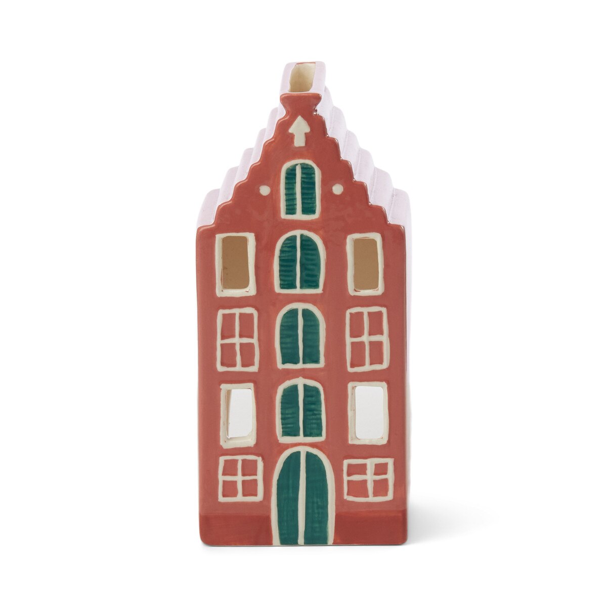 Ceramic Incense & Tea Light Holder Amsterdam House, Red - Palo Santo
