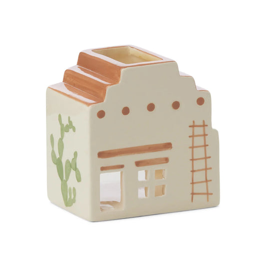 Ceramic Incense & Tea Light Holder Santa Fe Adobe, White - Palo Santo