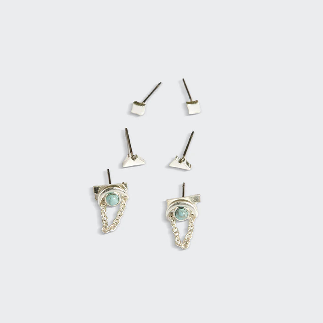 Stud Trio Ear Jacket - Mountain/Blue Howlite/Silver Stone Of Harmony