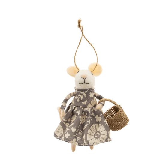 Felt Mouse Ornament:  Josephine Mouse Holiday Ornament