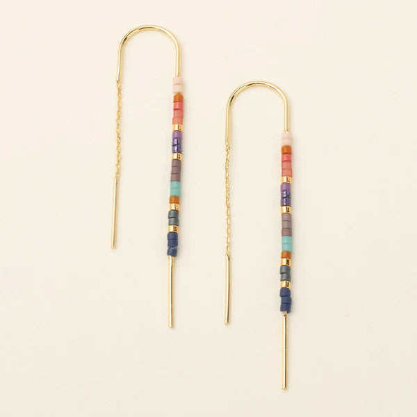 Chromacolor Miyuki Thread Earring - Dark Multi/Gold