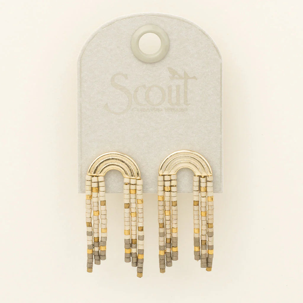 Chromacolor Miyuki Fringe Earrings Pewter Multi/Gold