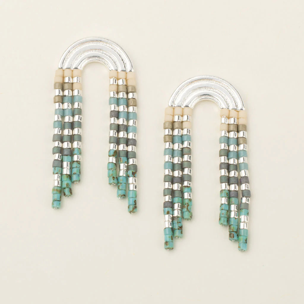 Chromacolor Miyuki Fringe Earrings Turquoise/Multi/Silver
