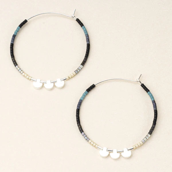 Chromacolor Miyuki Large Hoop - Black Multi/Silver