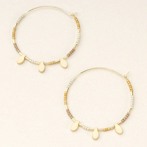 Chromacolor Miyuki Large Hoop - Neutral Multi/Gold - Front & Company: Gift Store