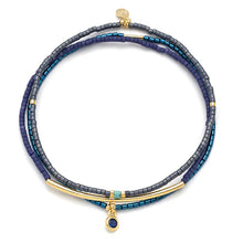 Load image into Gallery viewer, Tonal Chromacolor Miyuki Bracelet Trio - Navy/Gold
