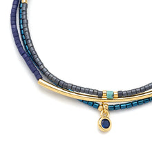 Load image into Gallery viewer, Tonal Chromacolor Miyuki Bracelet Trio - Navy/Gold
