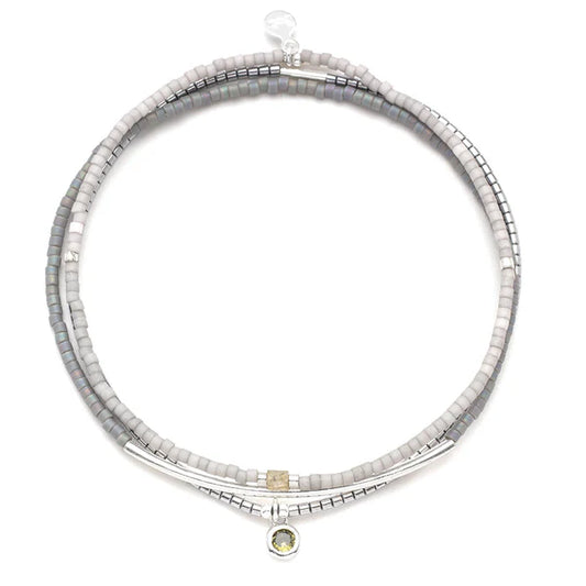 Tonal Chromacolor Miyuki Bracelet Trio - Frost/Silver MR004