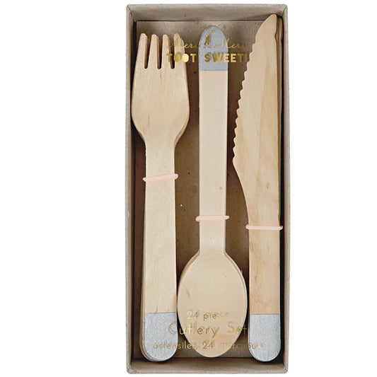 Meri Meri  Silver Wooden Cutlery Set