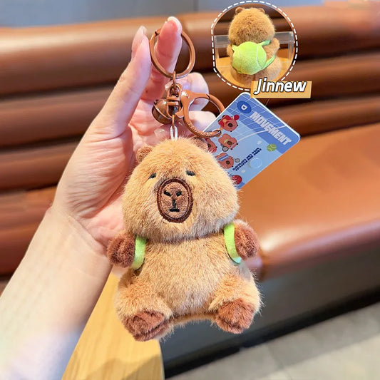 Capybara with Turtle Backpack Key Charm