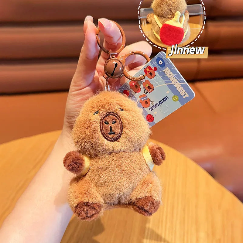 Capybara with Ping Pong Backpack Key Charm