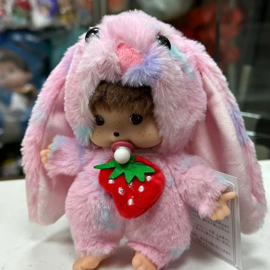Monchhichi Brown Hair Bunny Pink Tie Dye