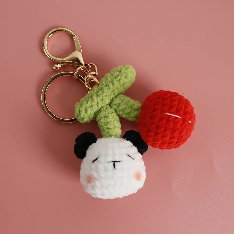Cherry & Panda Crochet Keychain