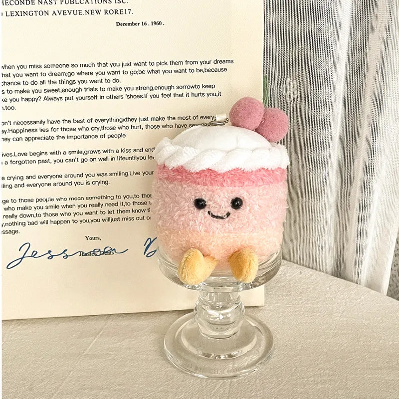 Cake with Cute Face Bag Charm Silicon Strap