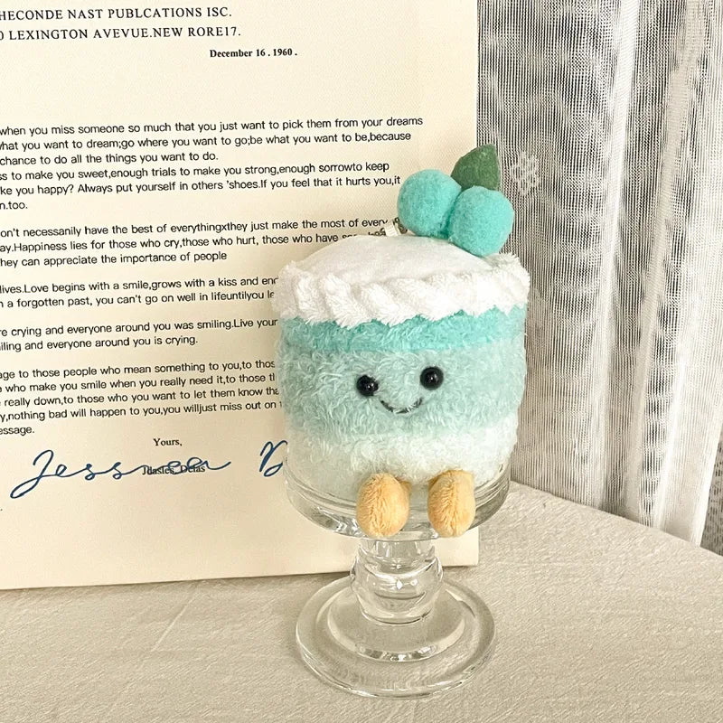 Cake with Cute Face Bag Charm Silicon Strap