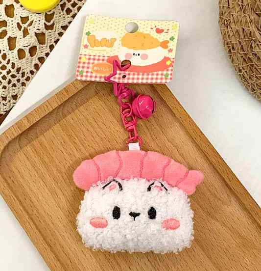 White Cat Ebi Shrimp Nigiri Plush Key Charm