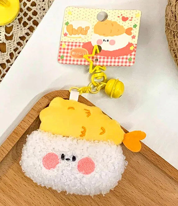 White Cat Shrimp Tempura Nigiri Plush Key Charm
