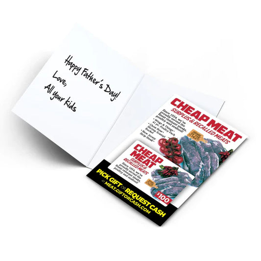 Prank Gift Card: Cheap Meat - Front and Company: Gifts