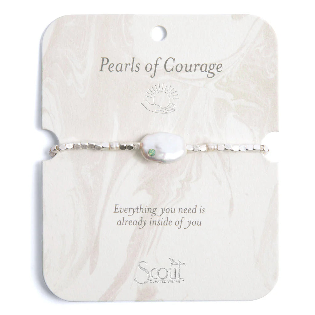 Pearl Affirmation Bracelet - Courage/Silver