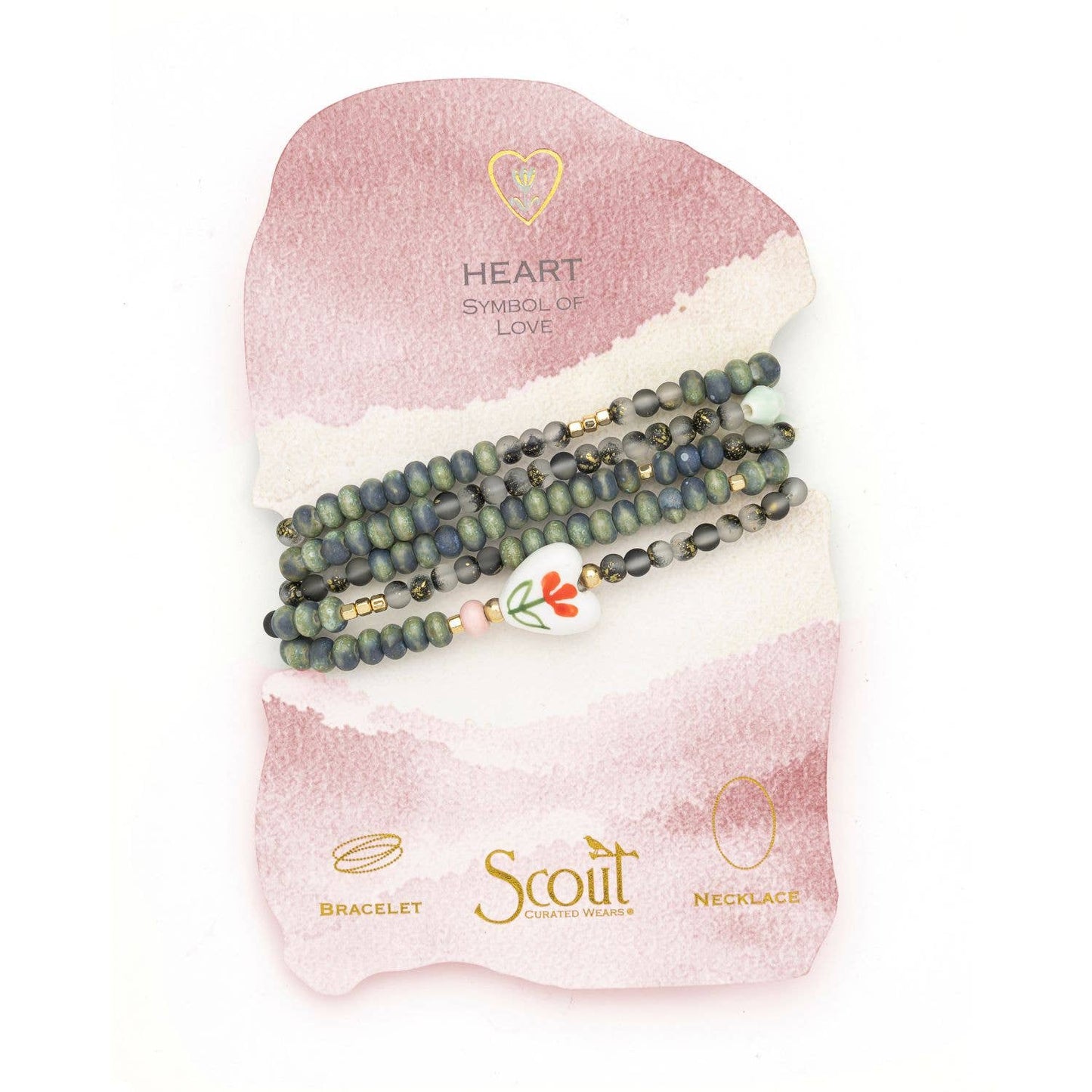 Ceramic Bead Wrap Love/Heart/Gold
