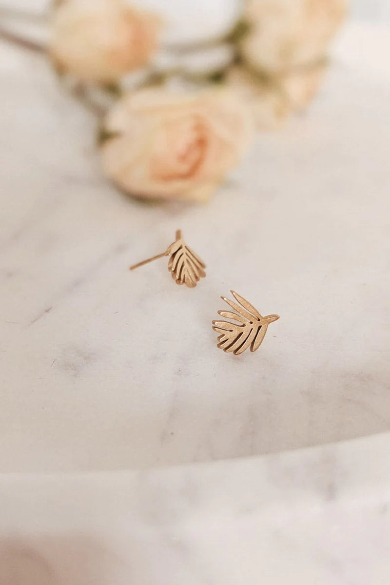 Palm Leaf - Gold Earrings