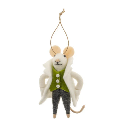 Felt Mouse Ornament:  Peacoat Parker Mouse Holiday Ornament