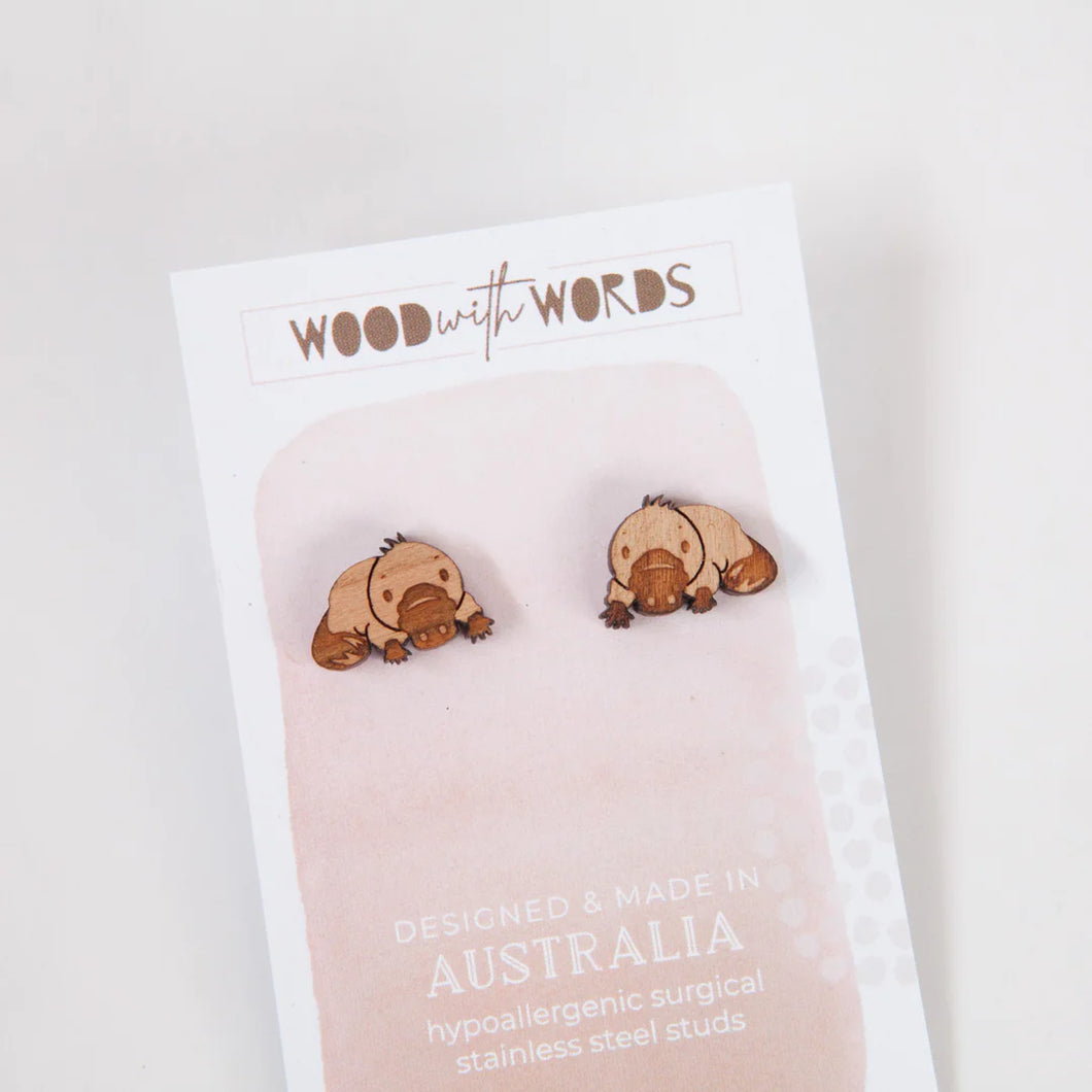 Platypus Wooden Stud Earrings