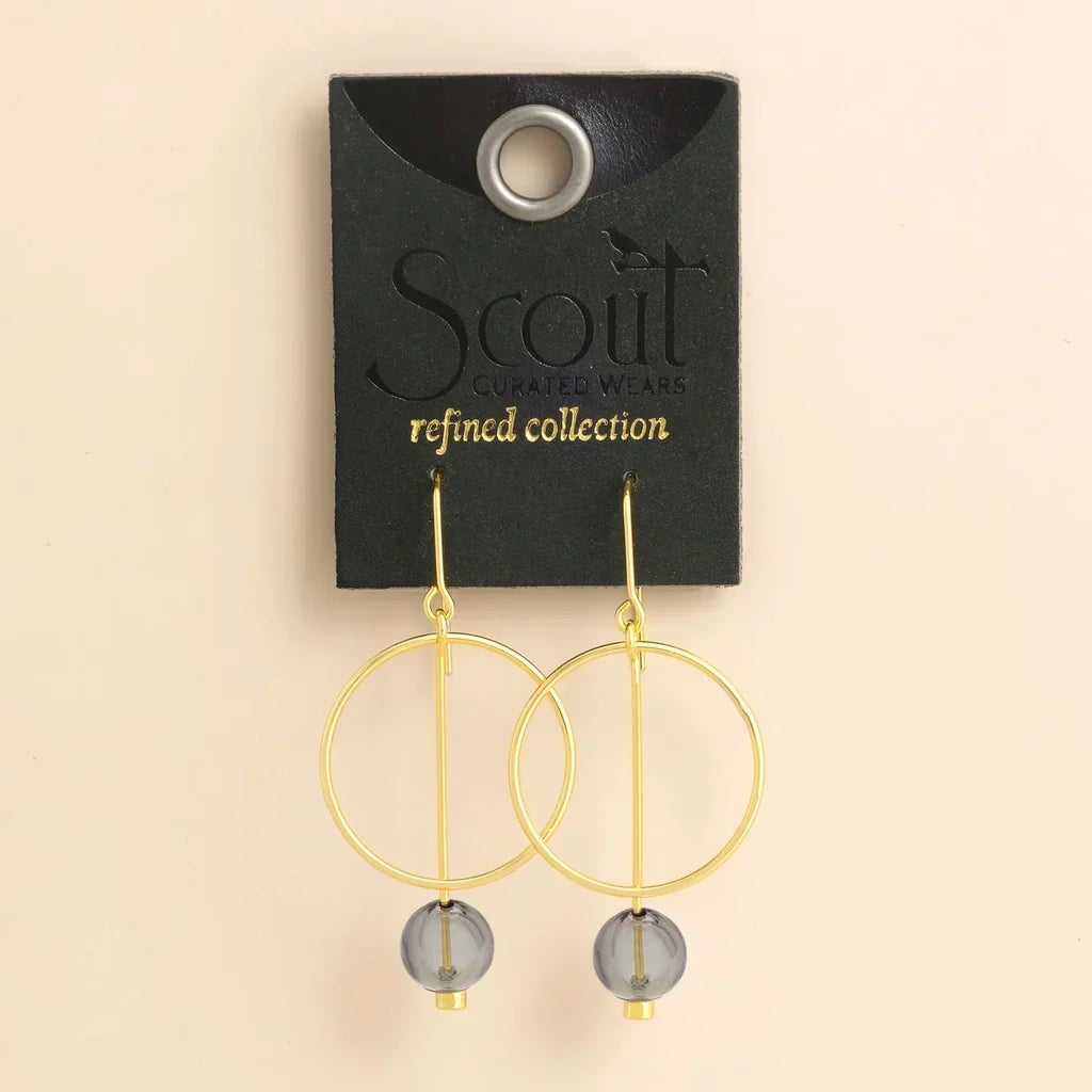 Refined Glass Drop Earrings Smoke/Gold