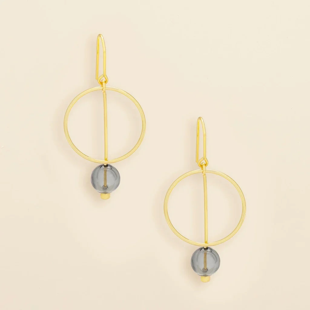 Refined Glass Drop Earrings Smoke/Gold