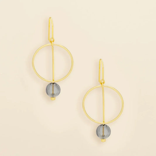 Refined Glass Drop Earrings Smoke/Gold