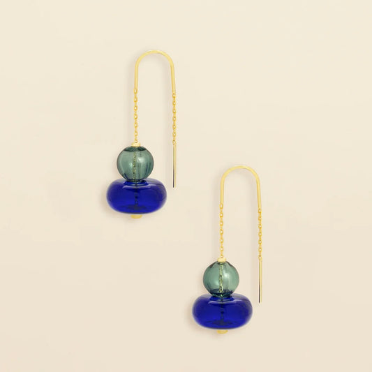 Refined Glass Stacked Threader Teal/Blue/Gold