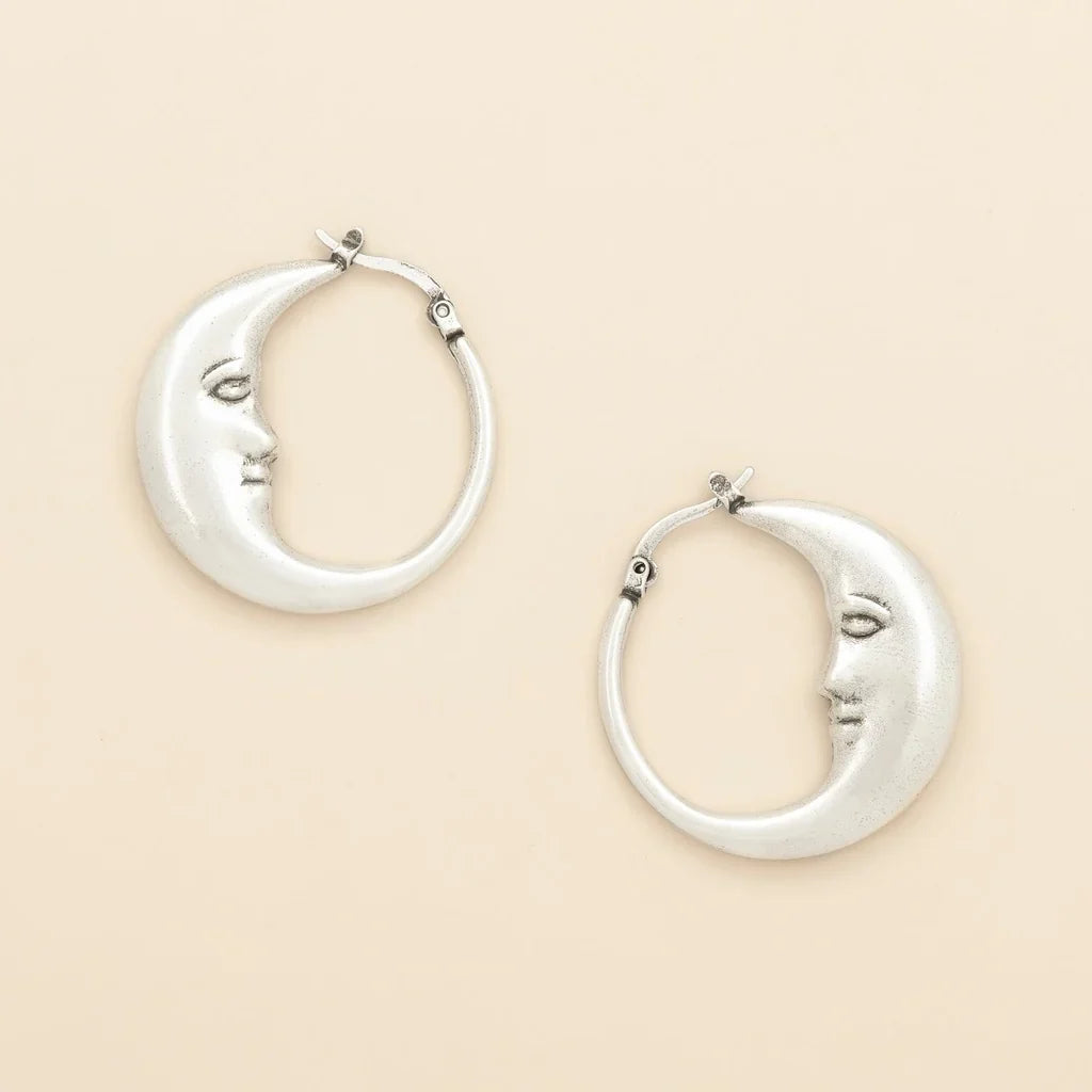 Refined Icon Moon Hoop Silver