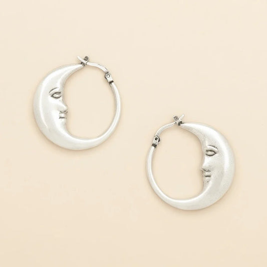 Refined Icon Moon Hoop Silver