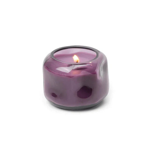 Basalt 5 Oz Organic Shaped Tinted Glass Candle - Violet, VIOLET & VANILLA