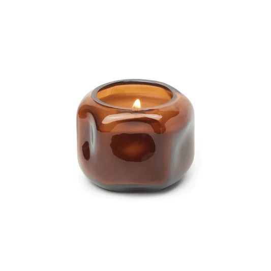Basalt 5 Oz Organic Shaped Tinted Glass Candle- Amber, SIENNA SUNSET