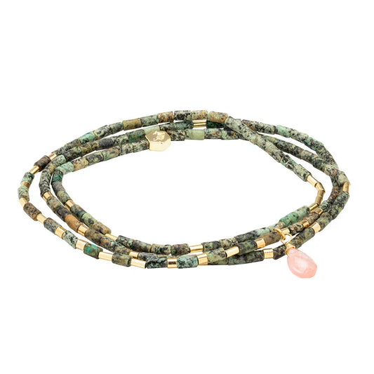 Delicate Stone Bracelet African Turquoise/Gold Watermelon Glass Teardrop