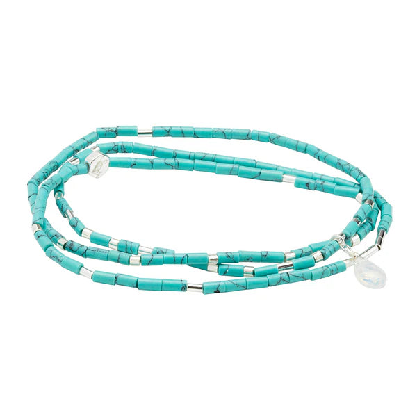 Teardrop Stone Wrap Turquoise/Opalite/Silver - Stone of Calm