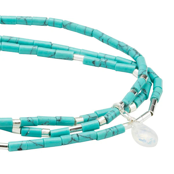 Teardrop Stone Wrap Turquoise/Opalite/Silver - Stone of Calm