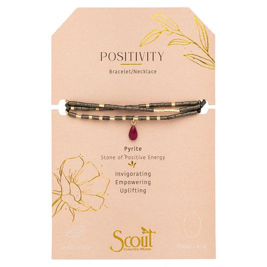 Teardrop Stone Wrap Pyrite/Fuschia/Gold